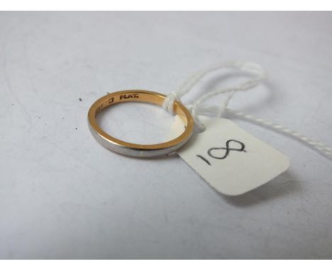 Vintage 22ct &amp; Platinum narrow wedding band  approx size K  2.4g       