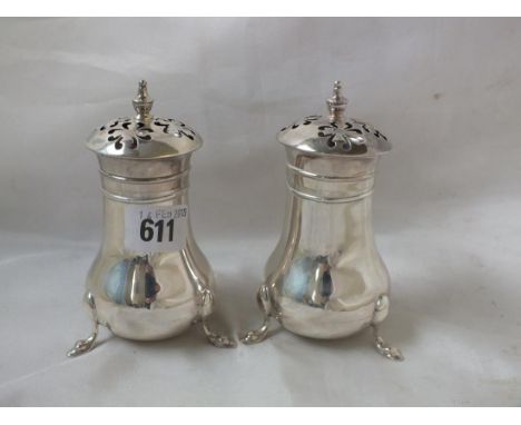 A pair of pear shaped castors 5" high. B'ham 1919 by  BP &amp; DC 110g.       