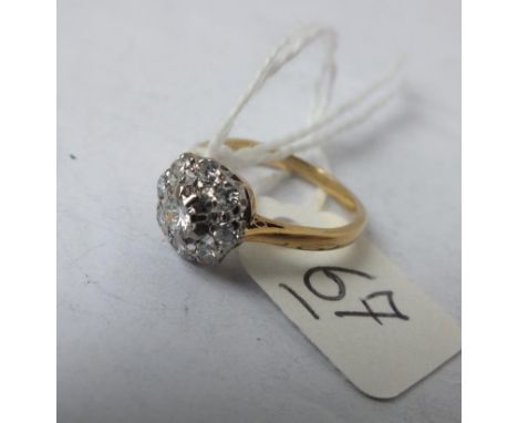 FINE VINTAGE 18CT GOLD &amp; PLATINUM  mounted diamond cluster ring approx 3/4ct of   diamonds size K       