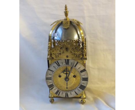 Large brass lantern clock with striking movement 11.5“ high