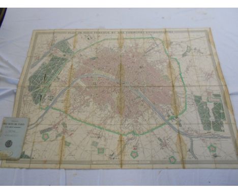 MAP   Plan de Paris Fortifie et des communes   environnantes. Magasin de Cartes geographique de   Longuet. Simmonneau polon d