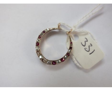 Ruby and diamond gold crescent pendant (2 stones out)  
