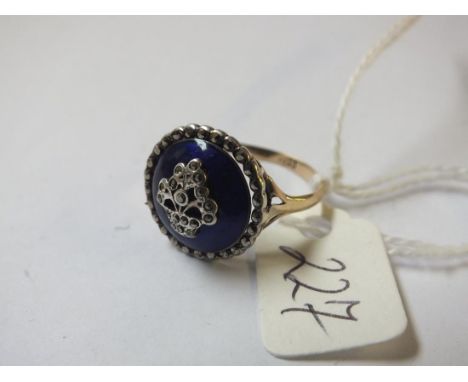 9ct marcasite and enamel ring approx size  O   