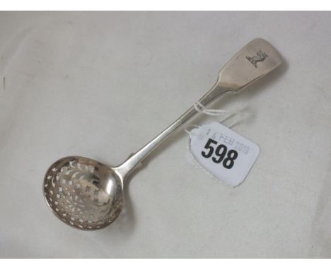 William IV fiddle pattern crested sifter ladle. Lon. 1894  by BS 30g.        