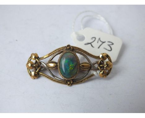 FINE ARTS AND CRAFTS GOLD OPAL brooch   3.5cm long 4.6g inc       