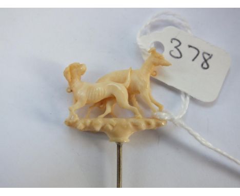 Dog top carved stick pin      