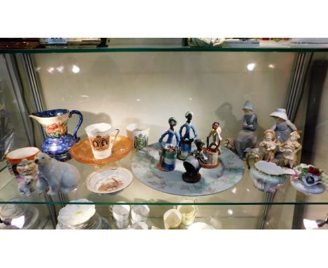 A quantity of mostly mixed pottery &amp; ceramic items, contents of shelf including Lladro &amp; Branscombe polar bears