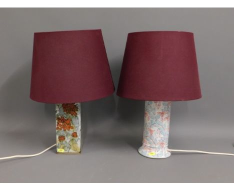 A studio pottery lamp twinned with one other 