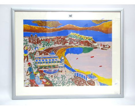 •ARTHUR KITCHING (1912-1981) *ARR Scarborough South Bay from South Cliff, gouache, signed in monogram and dated (19)69 lower 