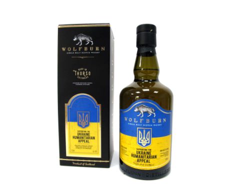 Whisky - Wolfburn Single Malt Scotch Whisky, Caithness, supporting the Ukraine Humanitarian Appeal, 700ml, 46% Vol. Boxed.