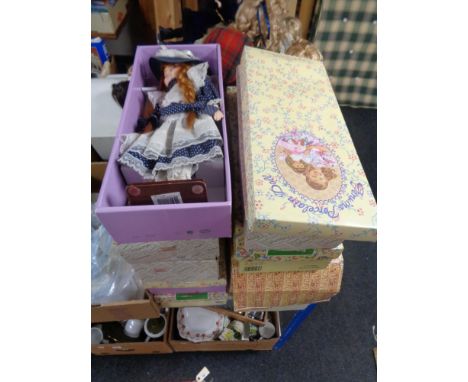 Approximately nine boxed Alberon ceramic headed dolls 