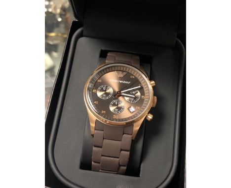 An Emporio Armani gent's wrist watch in retail box, with manual  