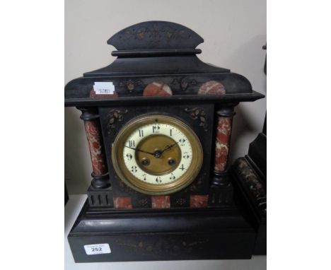 A Victorian slate mantel clock 