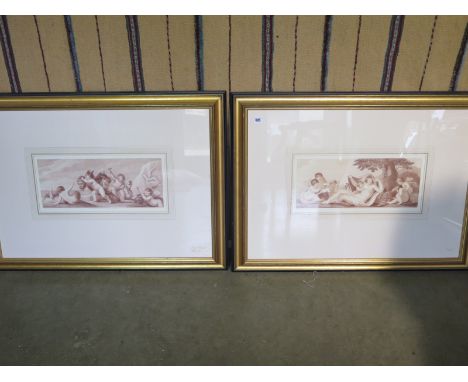 Three of Bartolozzi style prints dated 1807 one featuring putti playing with the sphinx and a decapitated gorgons head, the o