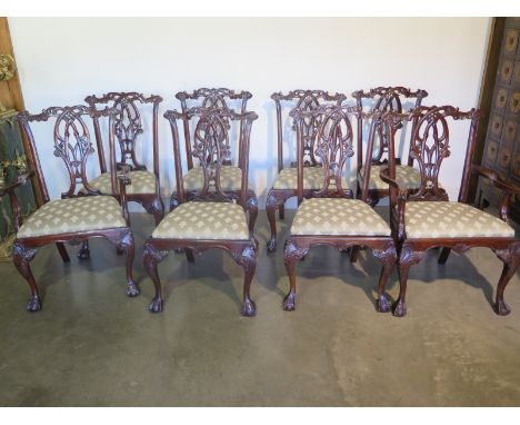 A set of eight Chippendale style mahogany dining chairs 