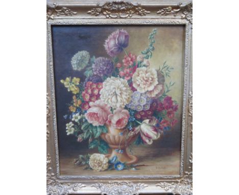An oil on canvas still life signed R Garforth in a gilt frame - 70cm x 60cm 