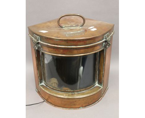 A copper ship's starboard light (converted). 38 cm high.