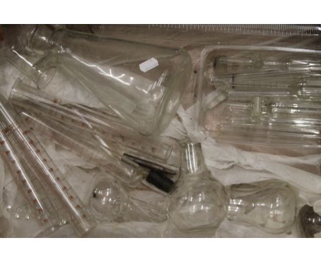 A collection of vintage chemist/scientific glassware, etc.