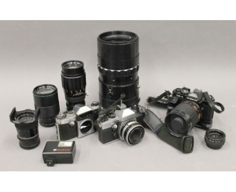 A quantity of camera equipment.