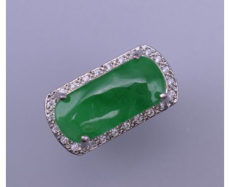 A jade set dress ring. Ring size P/Q. 