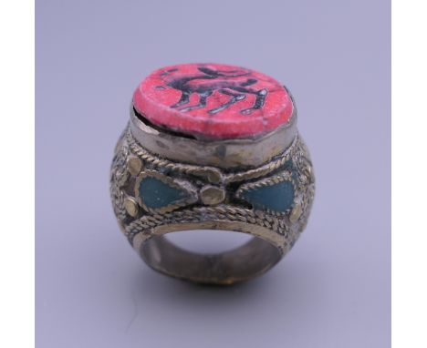 A Persian seal ring. Ring size R/S.
