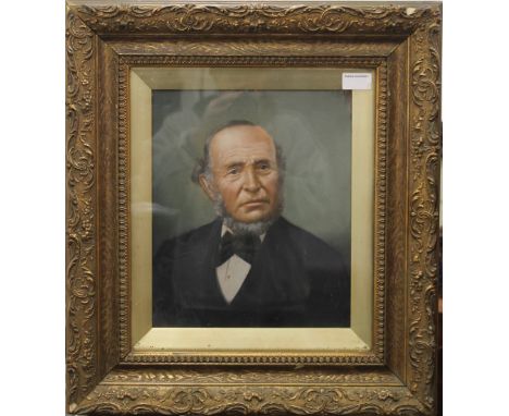 A 19th century heightened watercolour, Portrait of a Bearded Gentleman, framed and glazed. 26 x 31.5 cm.