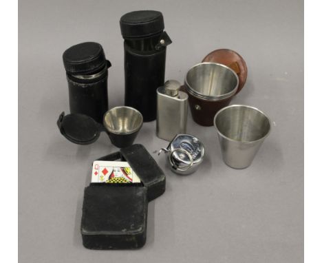 A quantity of stirrup cups, hip flask, etc.