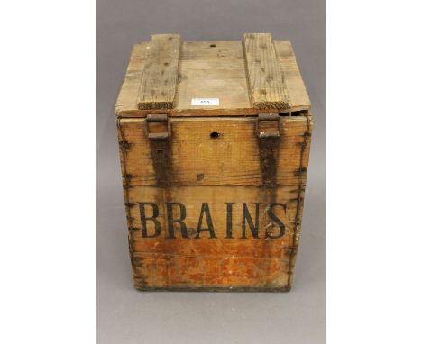 A vintage Brains Brewery crate. 