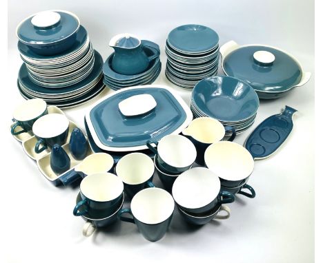 A Poole Pottery part dinner and tea service of approximately 80 pieces to include: large plates, 25cms diameter, bowls, cups,