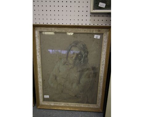 Jacob Robins (?) 1919 portrait chalk charcoal