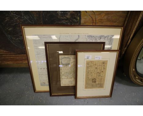 Emmanuel Bowen - Westmorland map, 18th Century Penrith/Carlisle road map and 2 other prints