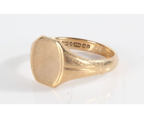 9 carat gold signet ring, with vacant head, ring size T, 4.2g