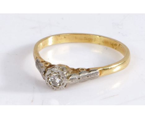 Diamond and Yellow metal solitaire ring, ring size R weight 2.6 grams&nbsp;&nbsp;