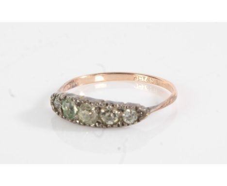 9ct gold dress ring, the silver head set with clear paste, ring size M, 1.5g