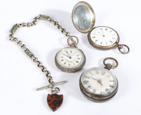 Silver pocket watch, the movement by N.W. Newson of Halesworth, silver hunter pocket watch with engine turned case, continent