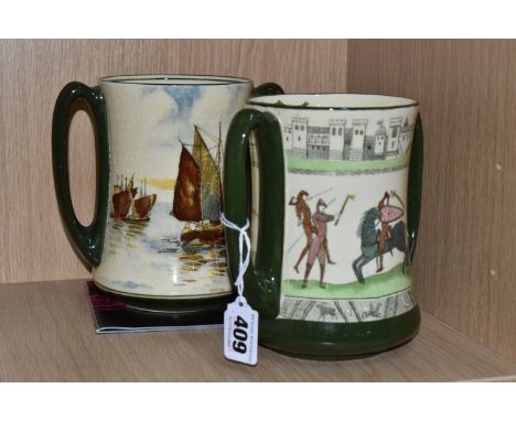 TWO ROYAL DOULTON SERIESWARE LOVING CUPS, comprising 'The Battle of Hastings 1066, from The Bayeux Tapestry' D2873, and D2872