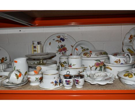 FIFTY EIGHT PIECES OF ROYAL WORCESTER EVESHAM DINNER WARE, comprising a crudité dish, two oval tureens (smallest missing cove