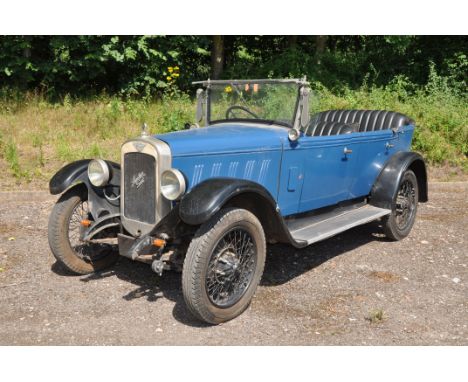 A 1930's AUSTIN SIX OPEN TOURER FOUR SEATER CAR, in blue, Restoration project with side screens but no soft top, no Registrat