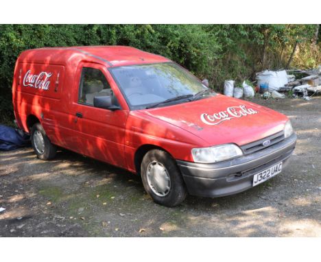A 1992 FORD ESCORT VAN WITH 'COCA COLA' PAINTWORK (spares or repairs) 1796cc diesel engine (sump cracked) NO V5C, NO KEYS so 
