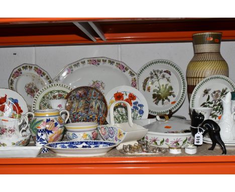 A GROUP OF CERAMICS, to include a Villeroy &amp; Boch figure of a black cat, a large West German vase 118-40, ten pieces of P
