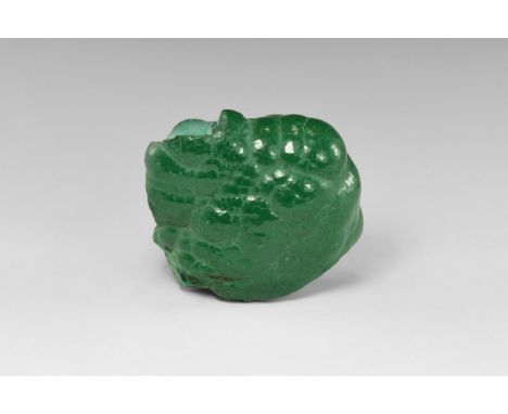 A piece of botryoidal malachite with the exterior 'bubbly' surface polished to highlight its structure. From the historic ‘Vi