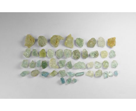 A group consisting of forty six pieces of blue to aqua gemmy aquamarine weighing one hundred grams. From the historic ‘Victor