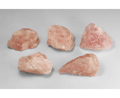 Group of five richly coloured pieces of rose quartz, from South Africa. Found South Africa; from the historic ‘Victorian Muse
