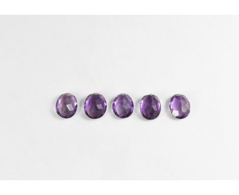 A group of five bright, oval-faceted amethysts. From the historic ‘Victorian Museum’ collection of Gregory, Bottley & Lloyd (