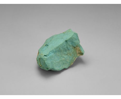 A piece of medium blue, raw, untreated turquoise from Australia, with original 1970s exporter's label reading: TURQUOISE, HAR