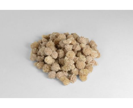 Group of one hundred 'Desert Rose' crystalline gypsum specimens with sand grain inclusions, mostly of single spheroid form, s