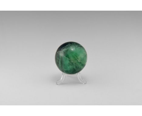 A fine sphere of an unusual green and purple fluorite combination, with stand. From the historic ‘Victorian Museum’ collectio