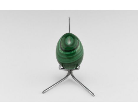 A high-quality malachite gemstone egg with finely patterned malachite, accurately cut, and with a high polish. From the histo