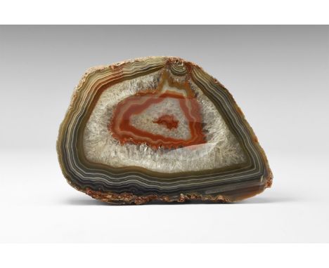 A tray carved from colourful banded Brazilian agate, with felt backing. Found Brazil; from the historic ‘Victorian Museum’ co