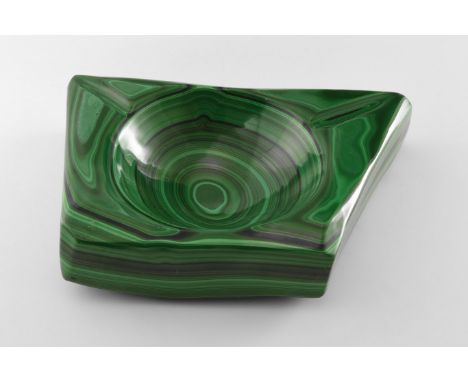 Originally produced in the 1960s from very high quality Congo (then) malachite as an ash tray, this beautiful bowl is equally